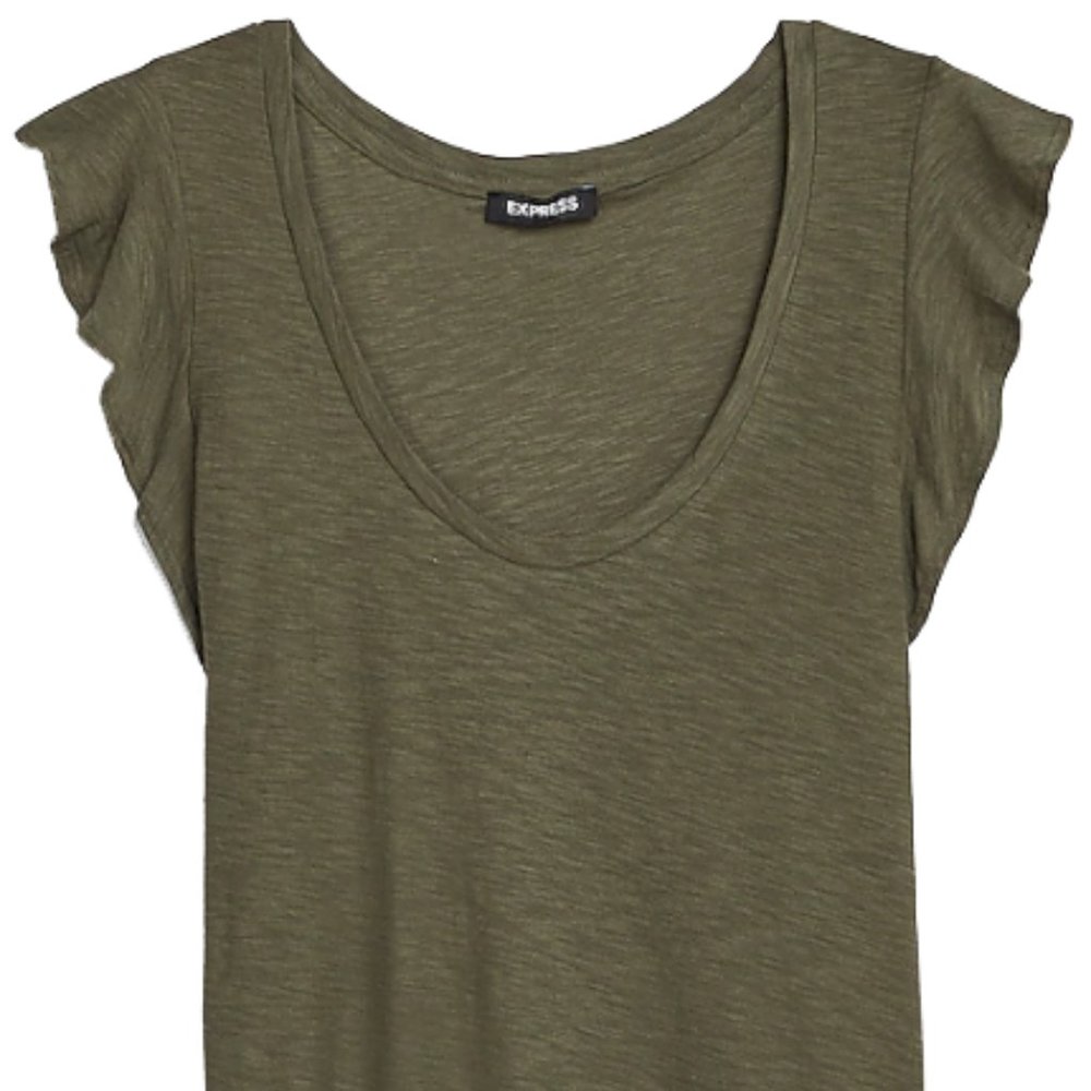 Slub Flutter Sleeve Sky Green T-Shirt